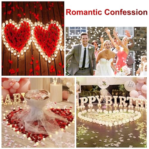 Image of 300PCS Fake Rose Petals for Romantic Night Romantic Festive Atmosphere Creation for Marriage Proposa Wedding Valentine's Day Decoration Party Activities (Black)