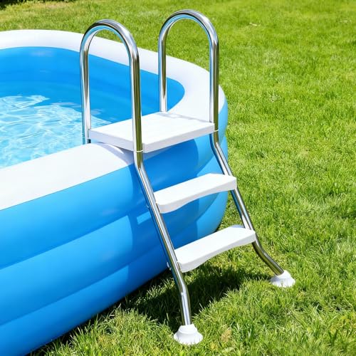 Escalera para piscina fuera del suelo 2 escalones acero 550lb miniatura 1