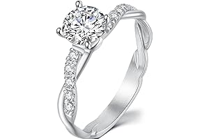 Anillo de acero inoxidable para mujer con diamante simulado de 2,0 quilates