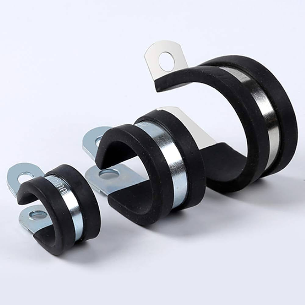 IIVVERR 45mm EPDM Rubber Lined U Shaped Saddle Clamp Tube Pipe Clips 5