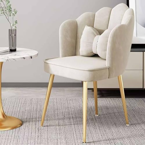 Sillón de Terciopelo - Elegante sillón Tipo butaca con Patas de Metal para Oficina en casa y Sala de Estar - Cómodo sillón para Dormitorio y Comedor - Blanco #2 Talla única