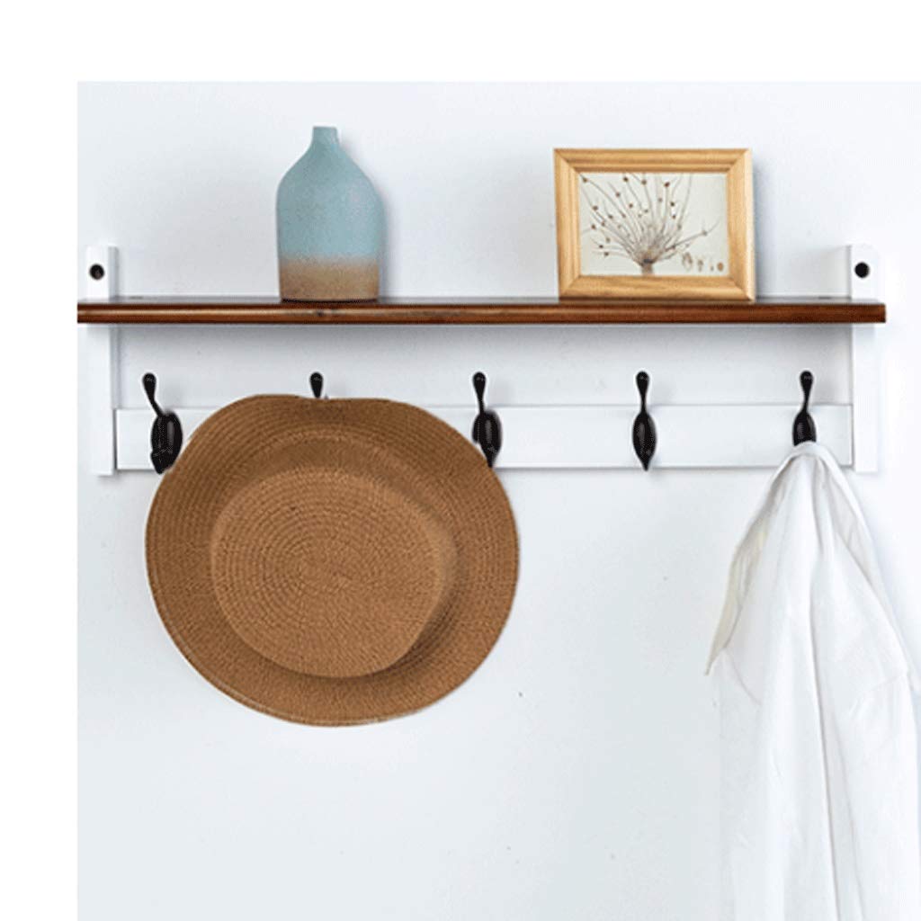 MOBYGKFY Wooden Wall Expandable Coat Hanger With 5 Hooks for Hanging Clothes, Hat Storage Tower