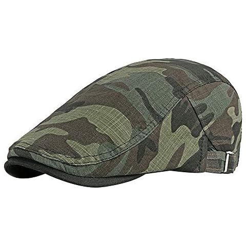 Kangqifen Men Women Camo Flat Cap Cotton Ivy Gatsby Irish Hunting Newsboy Hat Adjustable ArmyGreen Cover