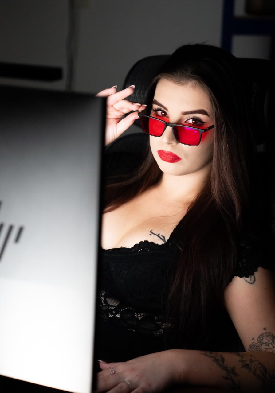 Lunettes rouges anti-lumière bleue SLEEP-3R Filtre 100% lumière bleue et verte pour PC Gaming homme femme