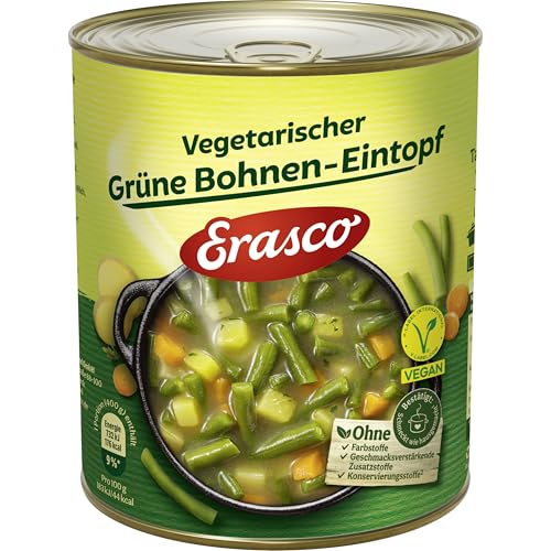 Erasco Grüne Bohnen-Eintopf vegetarisch (800g) In rund 5 Minuten fertig – Mit viel Gemüse – Ohne Schnickschnack - Einfach lecker
