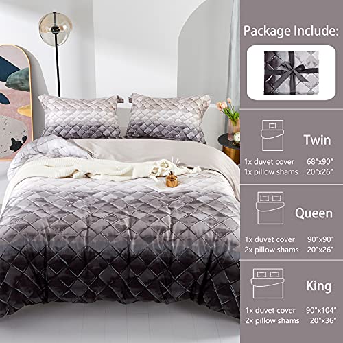 MILDLY 100% Egyptian Cotton Duvet Cover King, Gray Beige Geometric Pattern Comforter Cover Set 500TC Modern Abstract Reversible Ultra Soft & Breathable Unique Design Neutral Bedding Set (No Comforter)