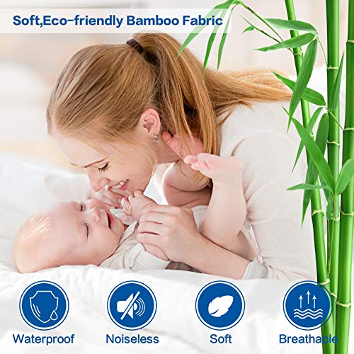 MERITLIFE-Premium-Waterproof-Queen-Size-Mattress-Protector-Cooling-Mattress-Pad-Cover-Bamboo-3D-Air-Fabric-Ultra-Soft-Breathable-Fitted-8-21-Deep-Pocket-Noiseless-Vinyl-Free-White-Queen