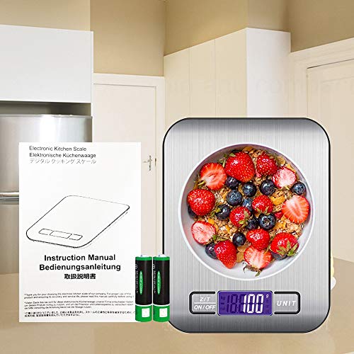 Keukenweegschaal Digitale 10KG, Digitale Keukenweegschaal Gram Küchenwaage Huishoudelijke Schaal met LCD Display Letter Schaal Digitale Kitchen Scale Zilver - Image 7