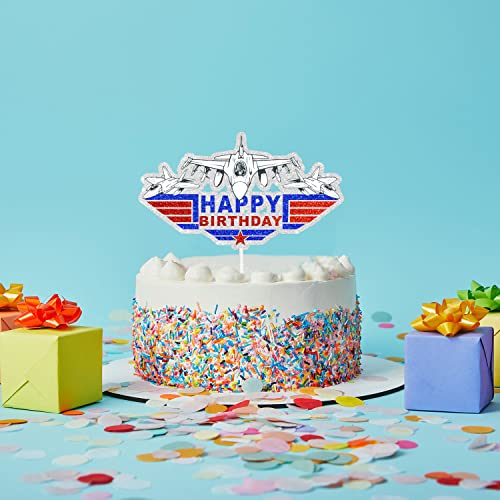 Jet Fighter Cake Topper - Happy Birthday To The Pilot. Air Force Club Military Home Party Decorations. #TOP3