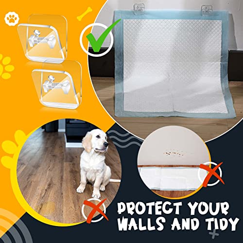 Eccliy 8 Pieces Wall Pee Pad Holder Clear Dog Potty Training Pad Holder Invisible Puppy Pad Holder Sticky Pee Pad Wall Clips with 6 Pcs Strong Adhesive for Dog Indoor Outdoor Training Pad