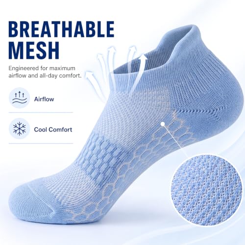 Image of Ankle Running Socks For Women, Athletic Wicking Thick Cushioned Low Cut With Tab Casual Sports Socks