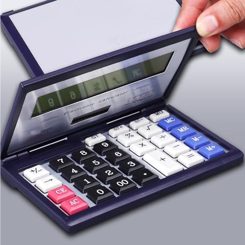 Maizoon Solarbetriebener Taschenrechner mit 12-stelligem Display, großer Bildschirm, klappbarer Klappdeckel, große Taste, tragbares Computerwerkzeug für Finanzen, Geschäft, Büro und Schule