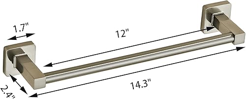 Vista 25 de Toallero montado en la pared del baño, toallero de níquel cepillado de 18 pulgadas con estante inoxidable y soporte para toallas de mano, toalleros