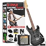 Pyle Electric Guitar, Complete Set, Full Size Guitar, 39"/100cm- Guitars with Amp, Kit- for Beginners, w/Humbucker Picks, 10WAmplifier,Tuner,Strap,Extra Strings, Black Burst