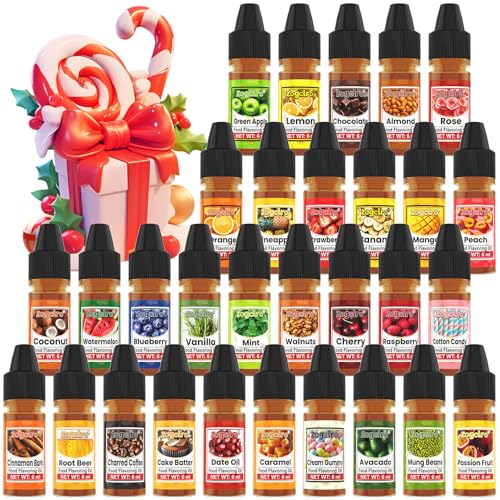 Food Flavoring Oil - 30 Liquid Candy Flavoring, Highly Concentrated Lip Gloss Flavoring Oil, Cake Batter Apple Banana Extract for Baking, Candy, Drinks, Cake, Donut - 0.25 Fl. Oz (6ml)