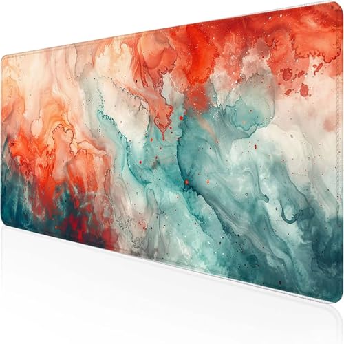 YEYUMEOZ Alfombrilla Gaming PatróN 900 x 400 x 3mm Alfombrilla Ratón Color Naranja Impermeable Base de Goma Antideslizante con Bordes Cosidos Tapete Rato Escritorio para Familia, Oficina, Regalo 0-6