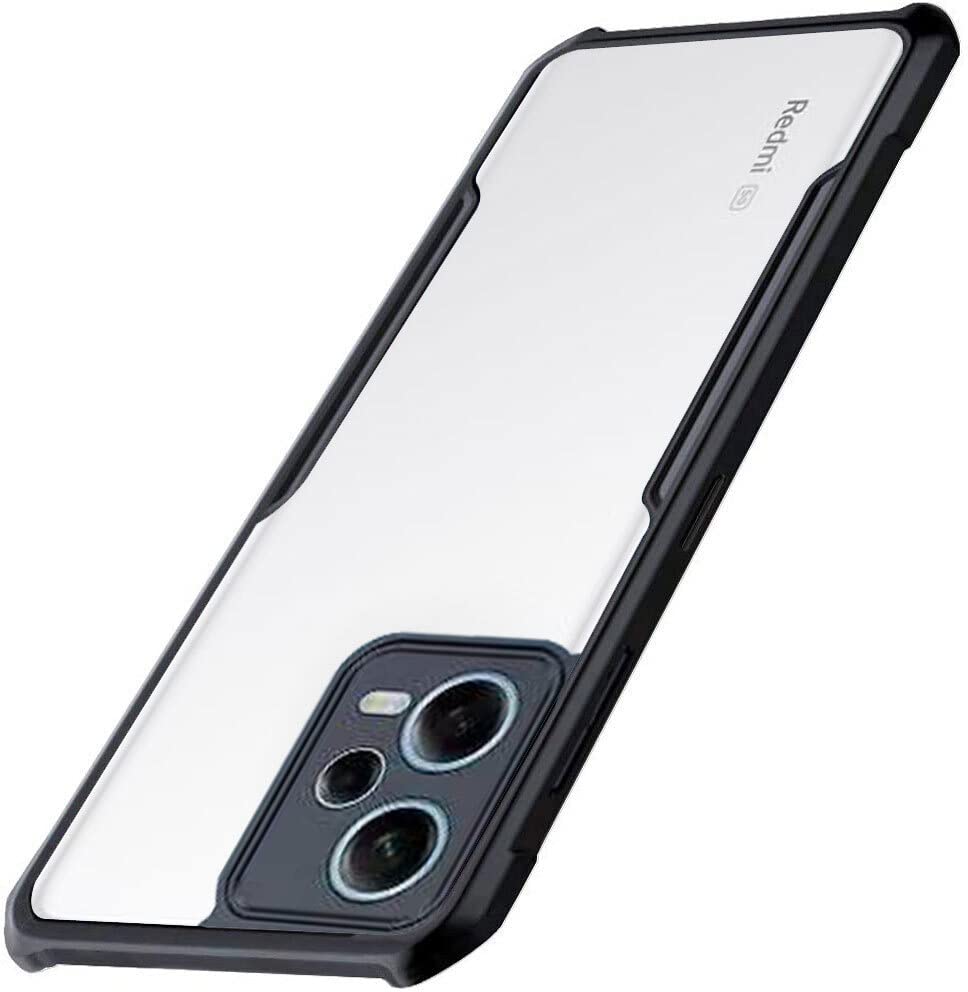 Image of A rtistque Clear Hard Transparent Acrylic Armor Anti-Drop Shockproof TPU Edge Back Cover Case for Mi Redmi Note 12 Pro Plus 5G - Black