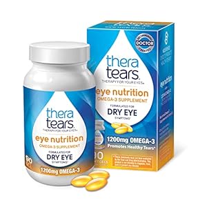 TheraTears 1200mg Omega 3 Supplement for Eye Nutrition, Organic Flaxseed Triglyceride Fish Oil and Vitamin E, 90 Count