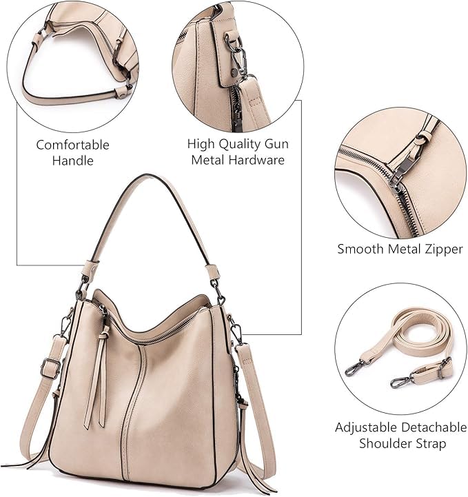 Image of Realer Hobo Crossbody Bags for Women Designer Faux Leather Hobo Handbags Retro Large Size Shoulder Bag Bucket Purse