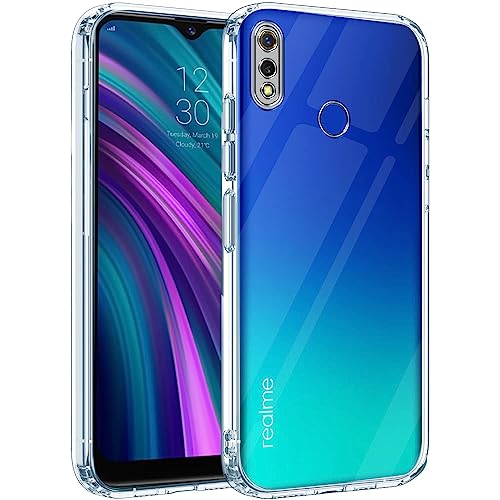 Image of Jkobi Back Cover for Realme 3 | Realme 3i (Silicone Clear Shockproof Case with Camera Protection | Soft and Flexible | Transparent)