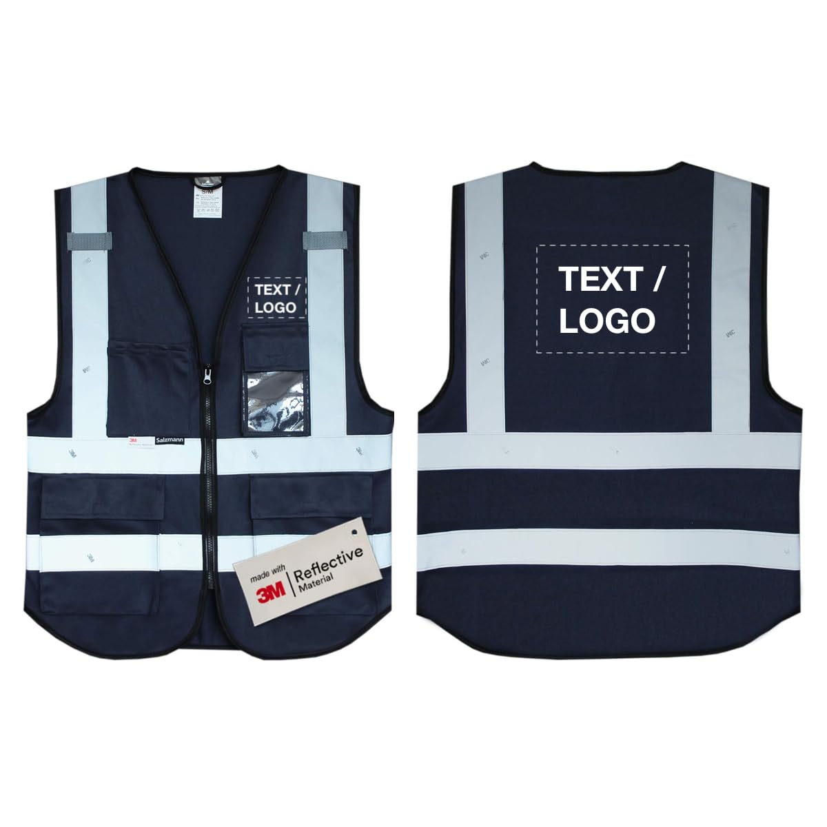 Salzmann High Visibility Vest with Print | 7 Colours & 5 Sizes | Unisex Hi Vis Reflective Vest | Made with 3M Reflective Material — image 1