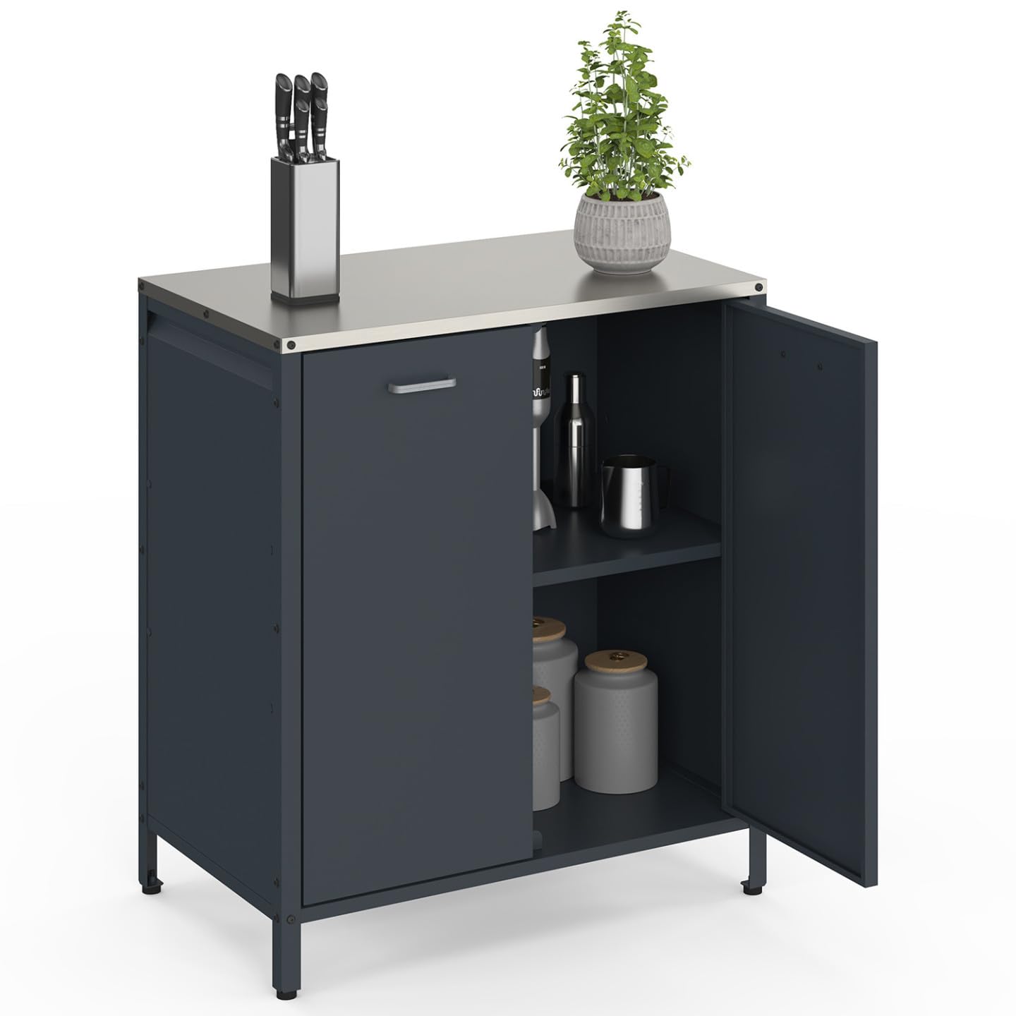 Meuble de Cuisine extérieure Pareo 2 Portes en Acier Gris Anthracite