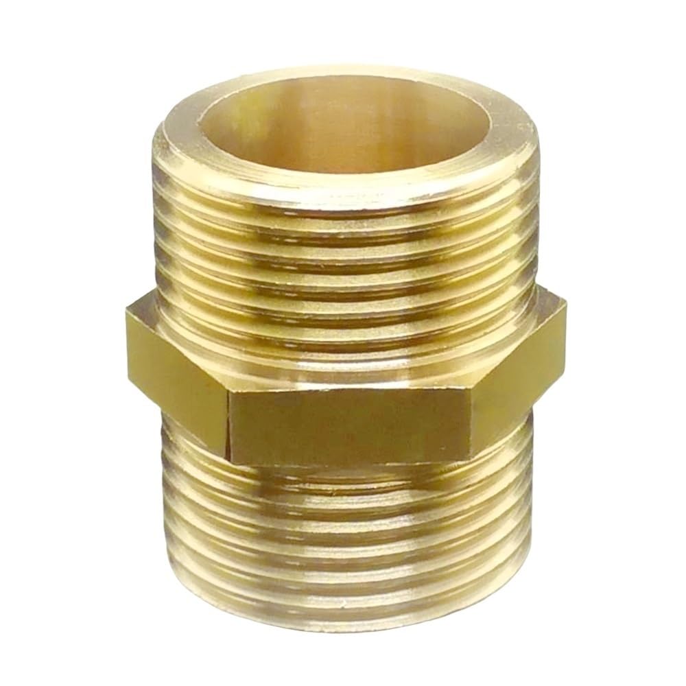 Brass Pneumatic Pipe Joint, Hex Nipple Pipe Fitting Adapter 1/8, 1/4, 3/8 inch BSP Male - 1pc(1/8x3/8in)