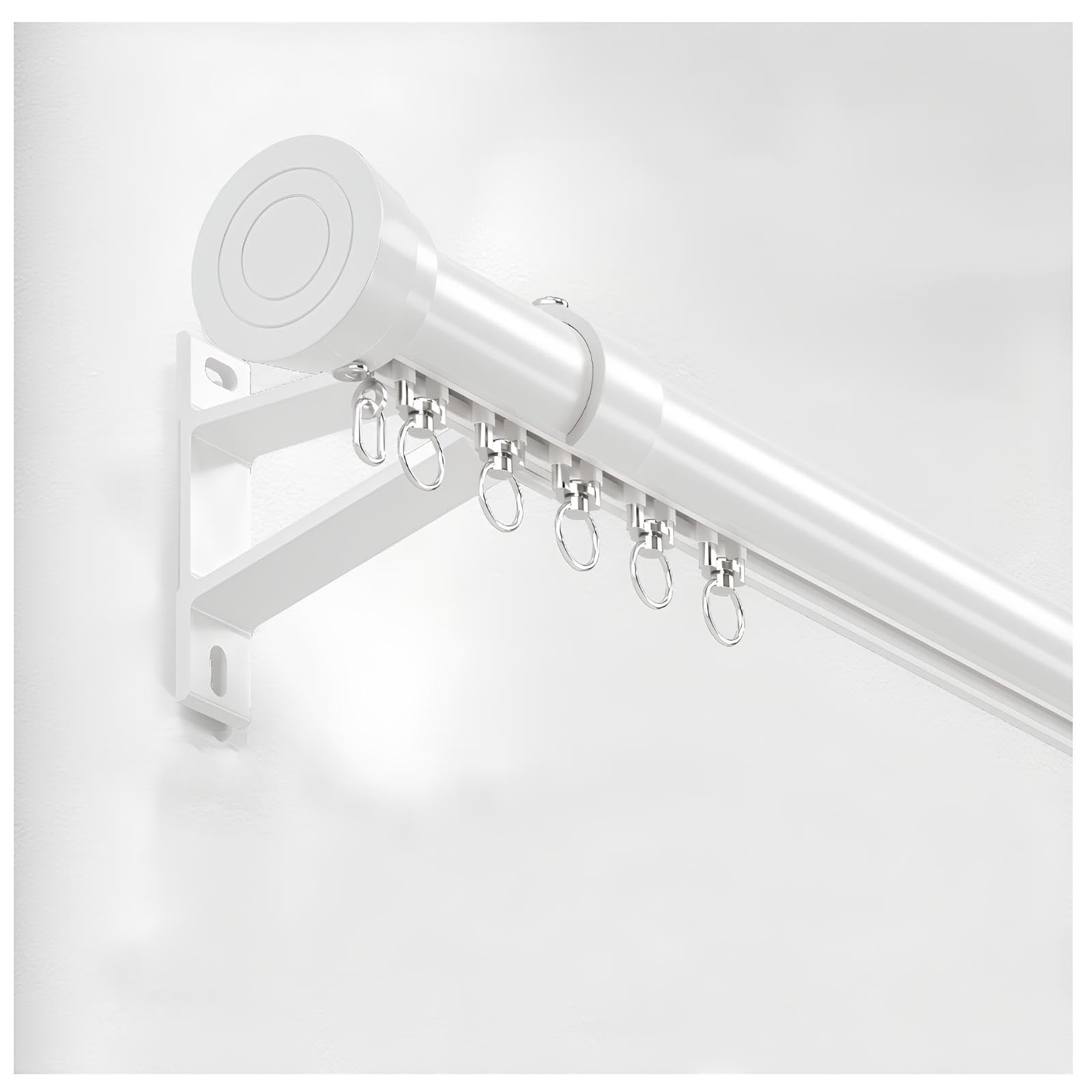 GUOGLZ Curtain Poles For Window, Single Silent Curtain Rod, For Wall Mounting, For Room Partitions Living Rooms Home Decoration(White,280cm/9.1ft)