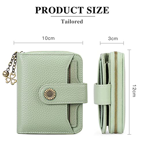 Image of GOIACII RFID Women's Wallet Cute Small Credit Card Holder Ladies Coin Pouch Leather Light Green