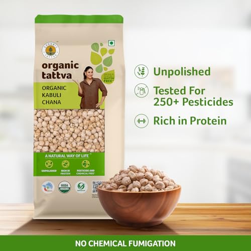 Image of Organic Tattva, Organic Kabuli Chana, 500 Gram | Chole(Chickpea White) | Rich in Protein | Naturally Gluten Free | Unpolished | Pesticide and Chemical Free