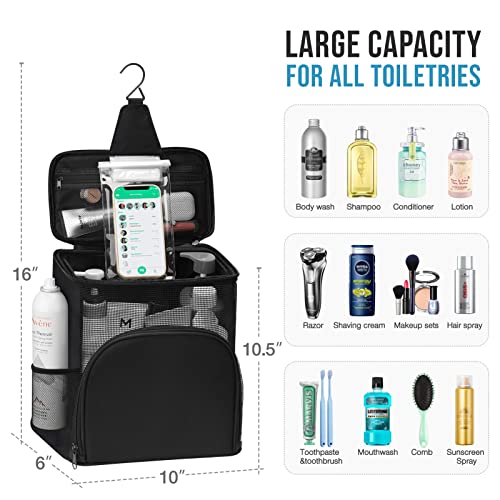 Portable Shower Caddy Toiletry Organizer - Hanging Toiletry Bag Mesh Shower Caddy Tote Bag, Shower Bag With Phone Holder Quick Dry For College Dorm Gym Camp(Black) #TOP6