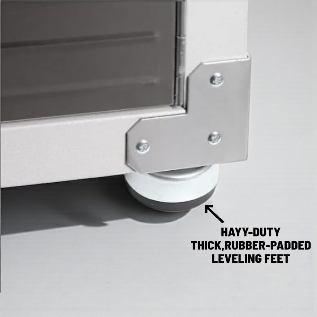 Lockable Stainless Steel 2-Piece Storage Cabinet with Stacker Set, 4 Doors with Adjustable Shelves, Heavy Duty Organizer for Home, Office, Warehouse or Garage, (Granite, 48" W x 24" D x 90.5" H)