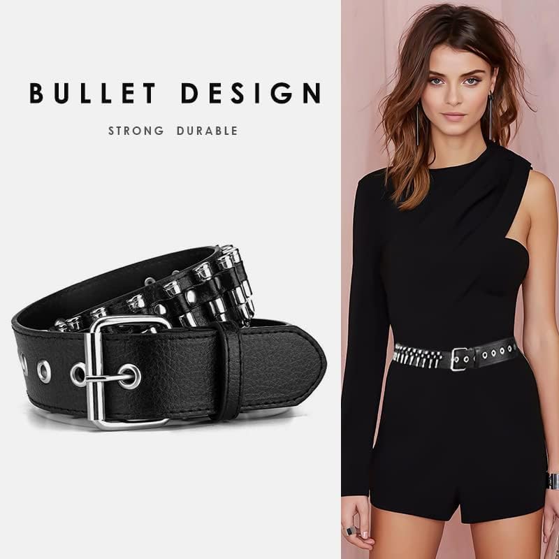 Image of Studded Belt, Metal Punk Rock Rivet Belt with Bright Pyramid Studded for Women Men