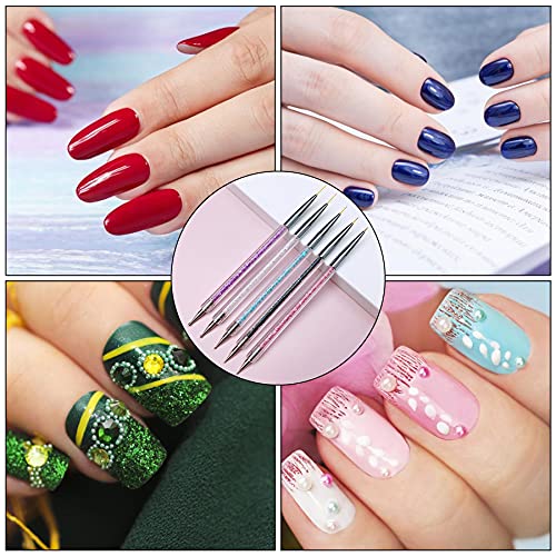 LYYDAN Gel Pinsel Für Nägel, 5 Stück Doppelkopf Acryl Pinsel Für Nägel & Nail Art Dotting Tool, Nagel Kunst Punktierung… – Bild 7