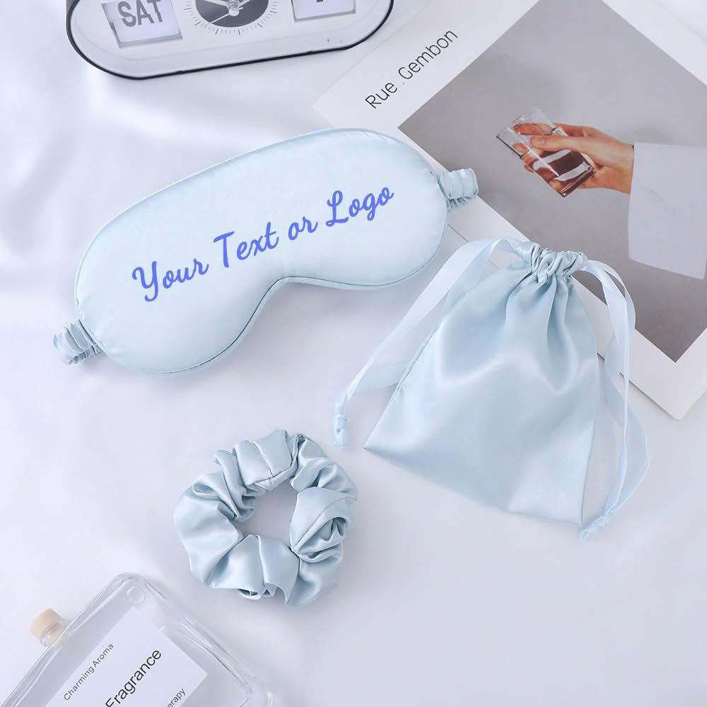 Custom Sleep Mask, Personal Silk Eye Cover Eye Sleep Shade Cover Soft Satin Blindfold Elastic Strap Night Eyeshade Travel Nap for Women, Party Gift