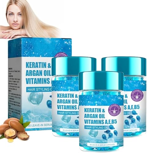 Cápsulas de suero capilar, tratamiento capilar con keratina e hidratación capilar con aceite de aguacate, jojoba y argán, para cabello con frizz, seco y dañado