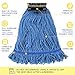 ONESIMUS Large Heavy-Duty Commercial Mop Head Replacement – Screw-On Wet Industrial Cotton Looped String Refill with Built-in Tough Polypropylene Bristle Brush for Floor Cleaning (Blue 2 Pack)