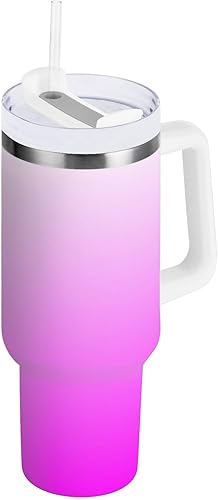 Miniatura 28 de Vaso de acero inoxidable con aislamiento al vacío de 40 onzas con tapa y popote para agua, té, café, degradado de oliva Gradiente Oliva