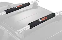 MeeFar Suporte De Teto Universal Para Carro, Sistema Transporte Bagagem Caiaque, Prancha Surfe, Canoa, Inclui 2 Cintas Amarração Resistentes, Corda E Cinta Laço Rápido (Uso Com Barra Transversal)