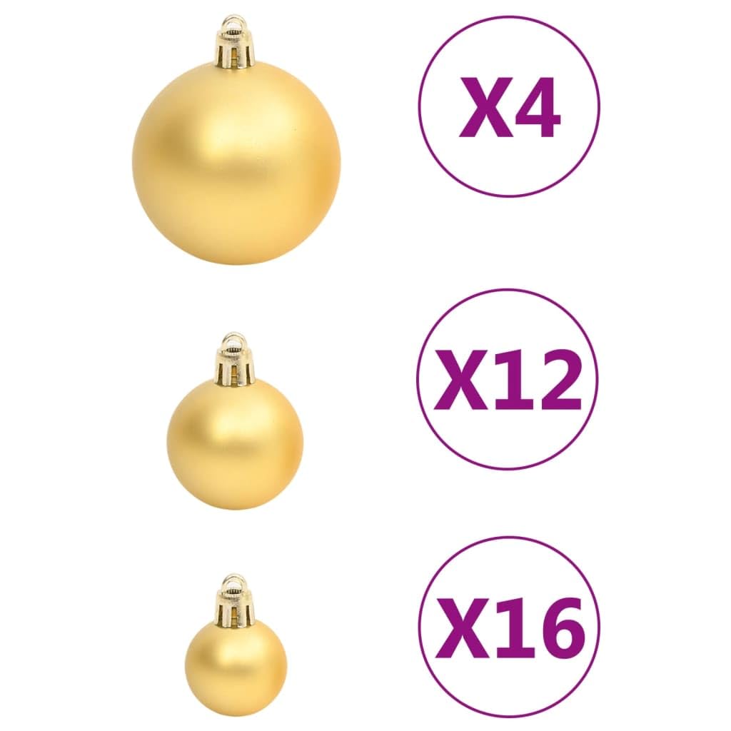 Juego de Bolas de Navidad 111 pzas poliestireno Dorado Bolas Arbol Navidad