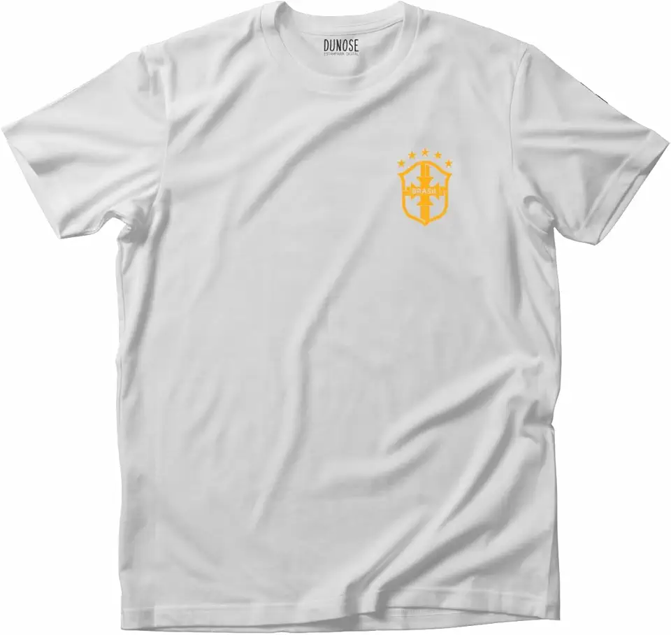 Camisa Masculina Brasil seleção brasileira logo Tamanho:G;Cor:Branco