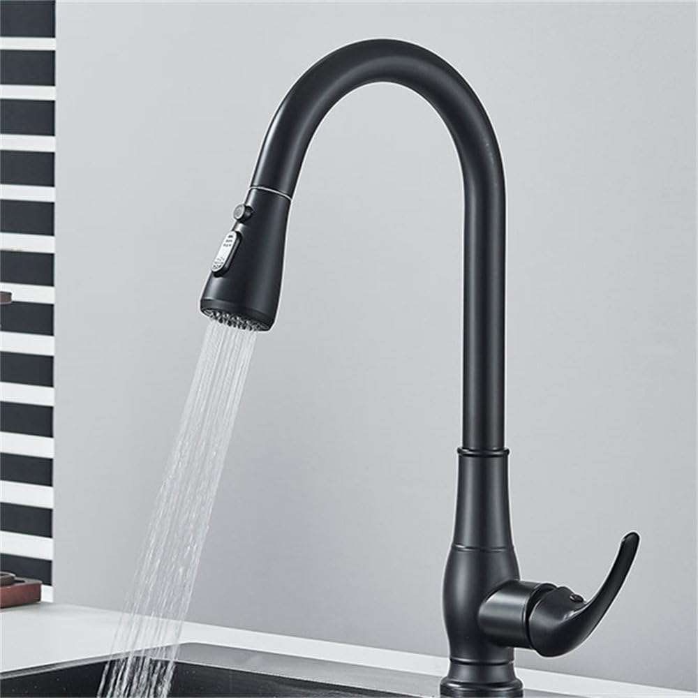 FCXWEVR Brushed Nickel Kitchen Sink Tap - Pull Out Hot & Cold Mixer Faucet with 360° Swivel Spout Deck Mounted Single Hole Design for Modern Kitchens& Stylish