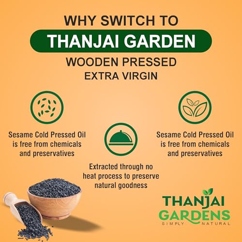 Image of THANJAI GARDENS Wooden Cold Pressed Gingelly Oil, 3 L