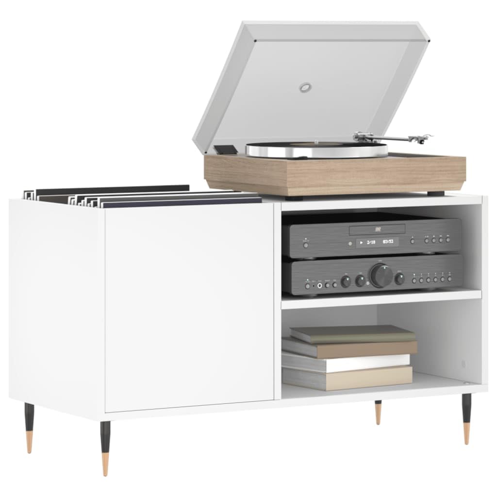 Armadio per dischi in legno e ferro, 85 x 38 x 48 cm, mobile fonofonico con vano portaoggetti, per vinili, giradischi e soggiorno