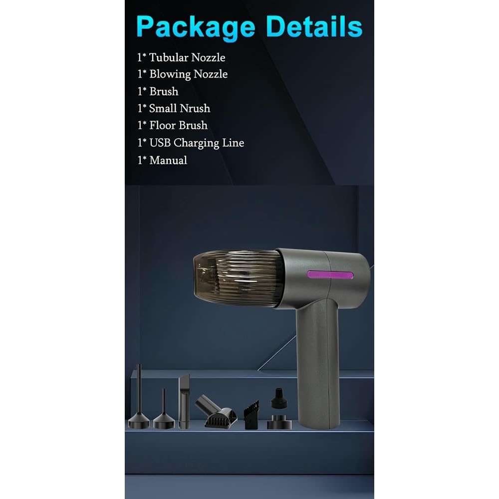 SYJYM Potente aspiradora de Mano para automóvil, Carga USB, purificador de Aire portátil, para el hogar, la Oficina, Camping, soplador de Polvo, inflador