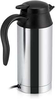 Kocioł Samochodowy 12V, Elektryczny Kubek Grzewczy ze Stali Nierdzewnej o Pojemności 750 Ml z Kontrolka i Funkcja Automatycznego Wyłączania, Kubek Podróżny do Ogrzewania Samochodu dla Woda Herbata