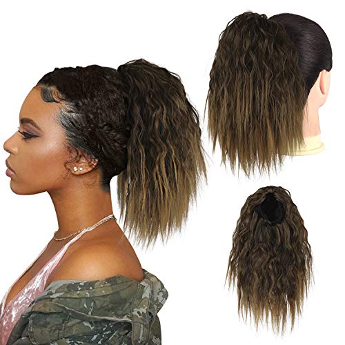 Curly Ponytail Extension, Sidaila 10 Inch Short Drawstring Ponytail for Black Women Synthetic hair Clip in Pony Tail Hairpieces with 2 Combs and Elastic Net (4t27)