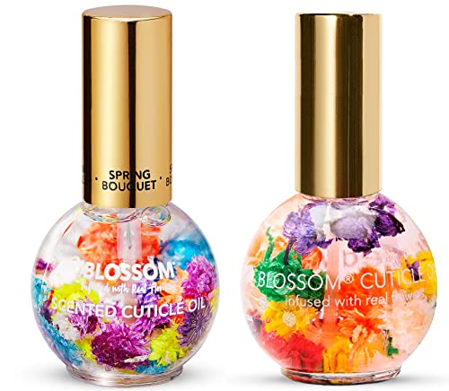Blossom Hydrating, Moisturizing, Strengthening, Scented Cuticle Oil, Infused Wtih Real Flowers, Made In Usa, 0.84 Fl Oz, 2 Pack Bundle, Spring Bouquet + Mandarin Orange #TOP20