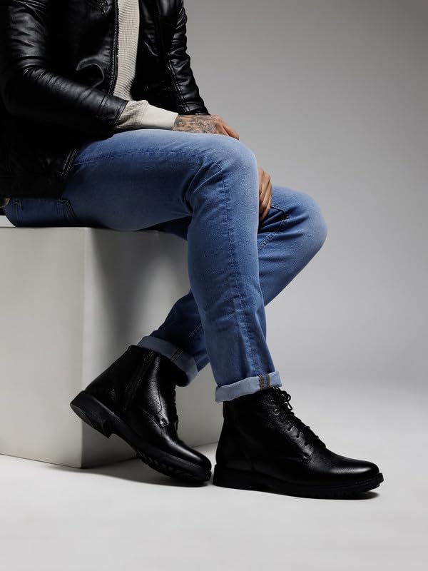 Image of Zoom Shoes Men's Genuine Leather Ankle Boots ZA-4692 Ideal For Office, Party & Travelling | Strong Grip With Shock Absorption Property & Memory Cushion Insole