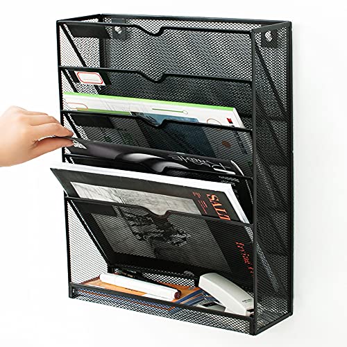 Smay 書類収納 壁掛けラック 収納ラック ウォールポケット 金属 マガジンラック 整理用品 大容量 壁掛け収納ケース ホーム 日常雑貨入れ 雑貨入れ 封筒 ファイル 新聞 本 手紙 絵本 小物入れ 取付簡単